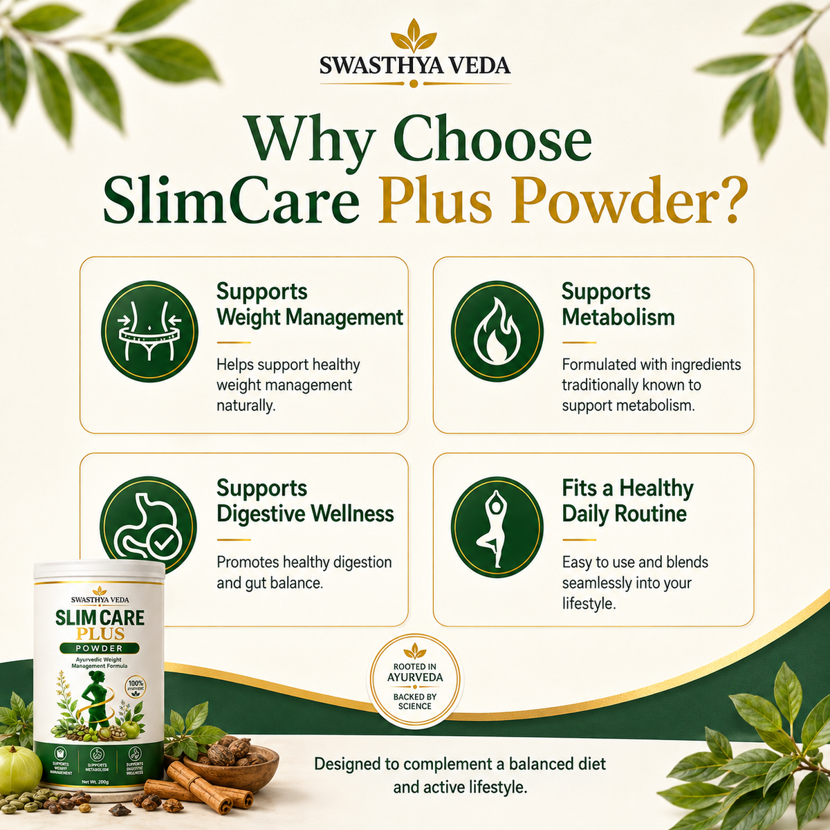 Swasthya Veda Slim Care Plus Powder – Ayurvedic Weight Management Formula