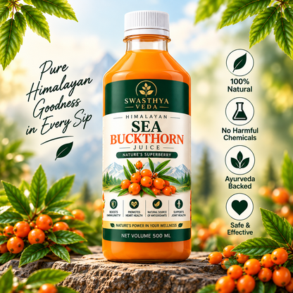 Swasthya Veda Himalayan Sea Buckthorn Juice – Nature’s Superberry | 500 ml