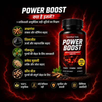 Swasthya Veda Power Boost – Men’s Performance Tablets  Power • Stamina • Energy